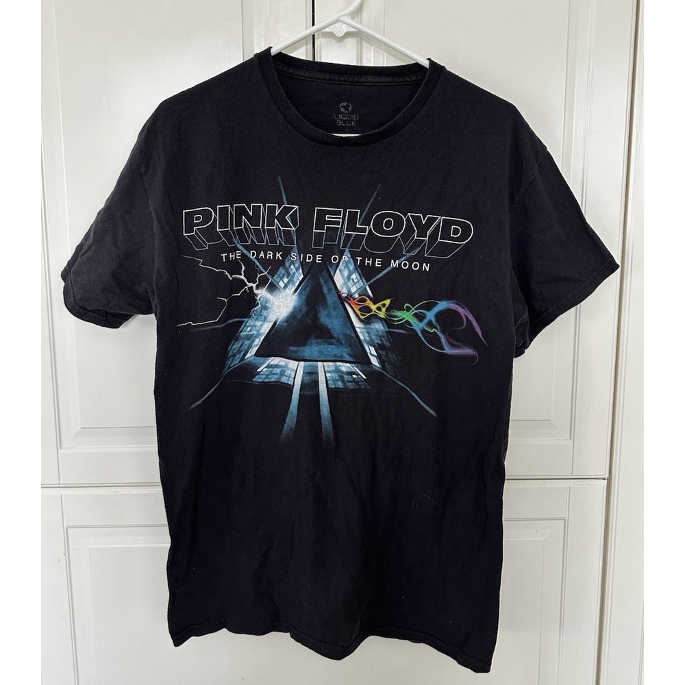 Liquid Blue Pink Floyd Dark Side of the Moon T Shirt Black L